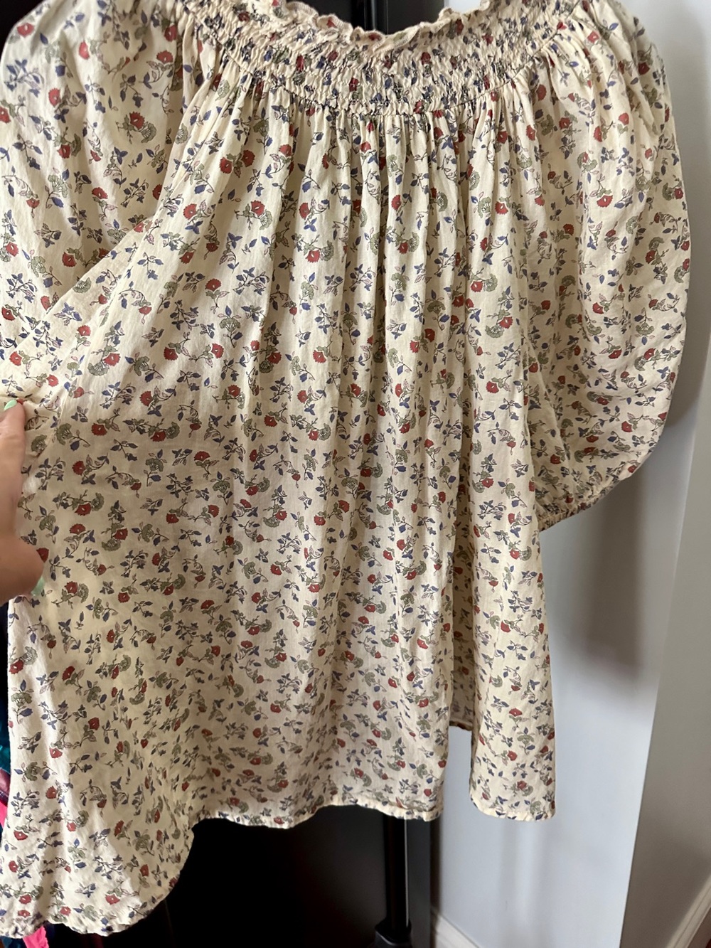 Roller Rabbit EUC Cream Blouse with Red and Blue Floral Print - Picture 6 of 6